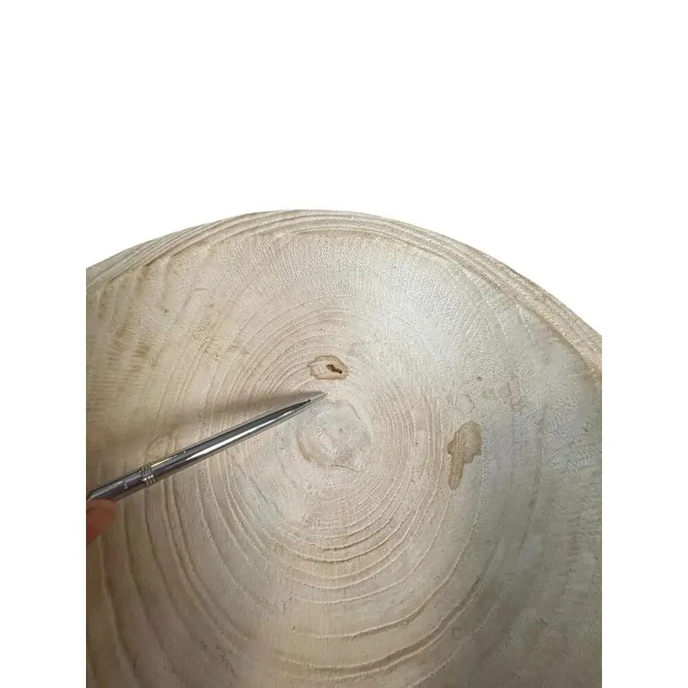 Hand Carved‎ Wooden Tripod Bowl Whitewashed Footed Primitive Style Decor